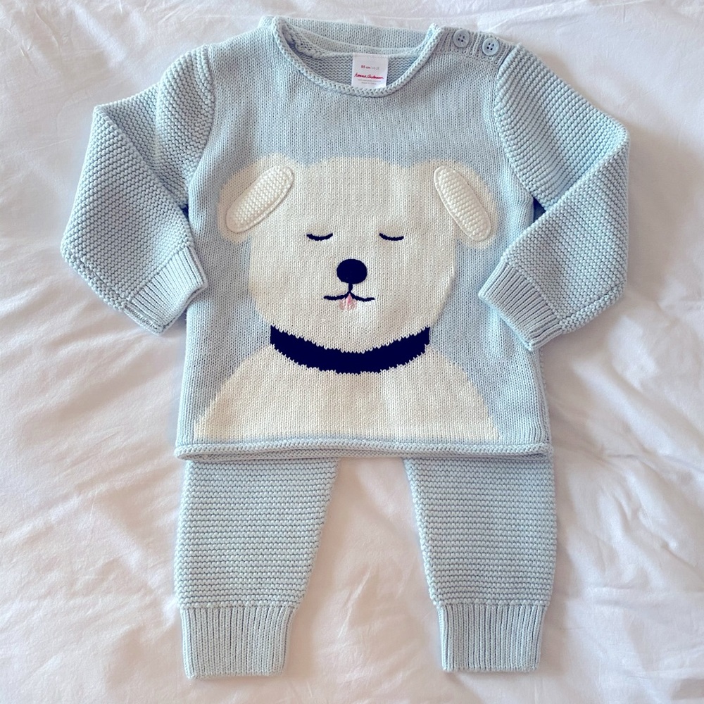 Hanna Andersson puppy sweater set (80: 18-24mos)